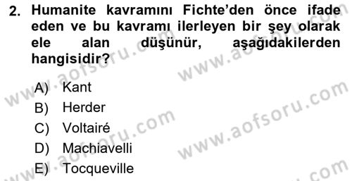 Tarih Felsefesi 2 Dersi 2023 - 2024 Yılı Yaz Okulu Sınav Soruları 2. Soru