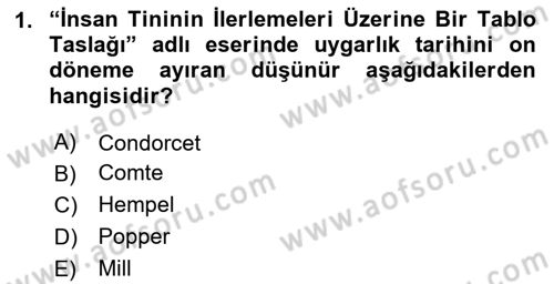 Tarih Felsefesi 2 Dersi 2024 - 2025 Yılı (Vize) Ara Sınav Soruları 1. Soru