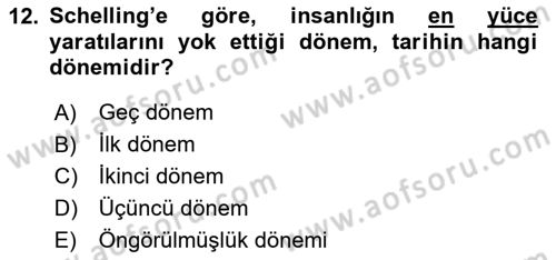Tarih Felsefesi 2 Dersi 2024 - 2025 Yılı (Vize) Ara Sınav Soruları 12. Soru