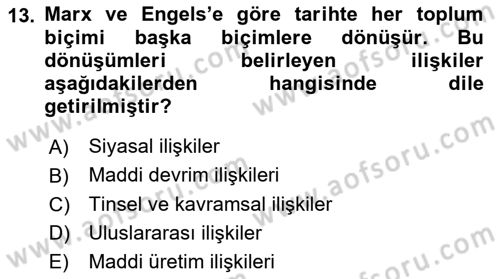 Tarih Felsefesi 2 Dersi 2024 - 2025 Yılı (Vize) Ara Sınav Soruları 13. Soru