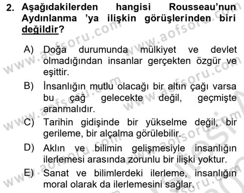 Tarih Felsefesi 2 Dersi 2024 - 2025 Yılı (Final) Dönem Sonu Sınav Soruları 2. Soru