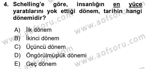 Tarih Felsefesi 2 Dersi 2024 - 2025 Yılı (Final) Dönem Sonu Sınav Soruları 4. Soru