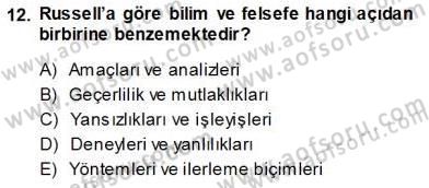 Çağdaş Felsefe 1 Dersi 2013 - 2014 Yılı (Vize) Ara Sınav Soruları 12. Soru