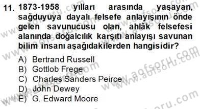 Çağdaş Felsefe 1 Dersi 2014 - 2015 Yılı (Vize) Ara Sınav Soruları 11. Soru