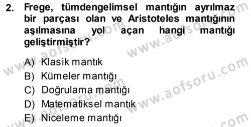 Çağdaş Felsefe 1 Dersi 2014 - 2015 Yılı Tek Ders Sınav Soruları 2. Soru