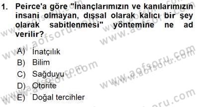 Çağdaş Felsefe 1 Dersi 2015 - 2016 Yılı (Vize) Ara Sınav Soruları 1. Soru
