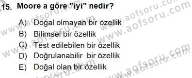 Çağdaş Felsefe 1 Dersi 2015 - 2016 Yılı (Vize) Ara Sınav Soruları 15. Soru