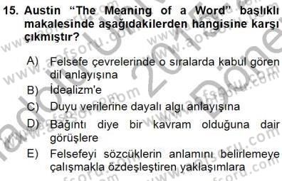Çağdaş Felsefe 1 Dersi 2015 - 2016 Yılı (Final) Dönem Sonu Sınav Soruları 15. Soru