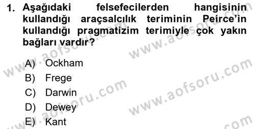 Çağdaş Felsefe 1 Dersi 2015 - 2016 Yılı Tek Ders Sınav Soruları 1. Soru