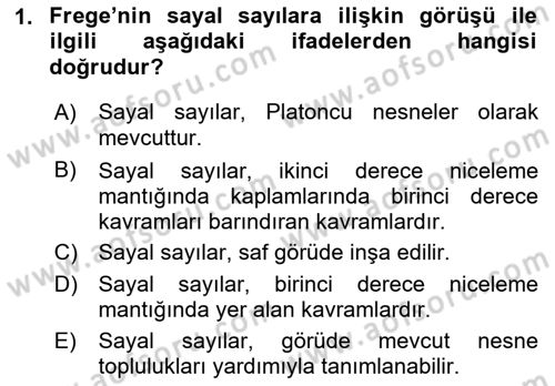 Çağdaş Felsefe 1 Dersi 2016 - 2017 Yılı 3 Ders Sınav Soruları 1. Soru