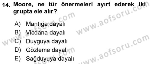 Çağdaş Felsefe 1 Dersi 2016 - 2017 Yılı (Vize) Ara Sınav Soruları 14. Soru