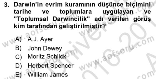 Çağdaş Felsefe 1 Dersi 2016 - 2017 Yılı (Vize) Ara Sınav Soruları 3. Soru