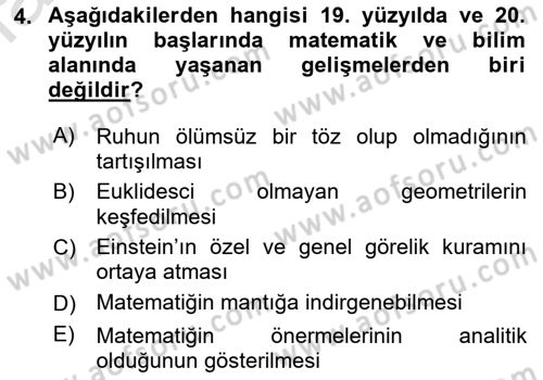 Çağdaş Felsefe 1 Dersi 2016 - 2017 Yılı (Vize) Ara Sınav Soruları 4. Soru