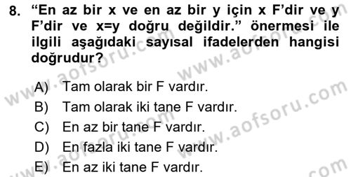 Çağdaş Felsefe 1 Dersi 2017 - 2018 Yılı (Vize) Ara Sınav Soruları 8. Soru