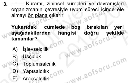 Çağdaş Felsefe 1 Dersi 2018 - 2019 Yılı (Vize) Ara Sınavı 3. Soru