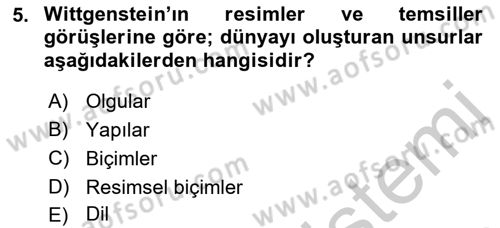 Çağdaş Felsefe 1 Dersi 2018 - 2019 Yılı Yaz Okulu Sınav Soruları 5. Soru