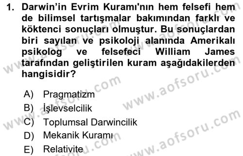 Çağdaş Felsefe 1 Dersi 2020 - 2021 Yılı Yaz Okulu Sınav Soruları 1. Soru