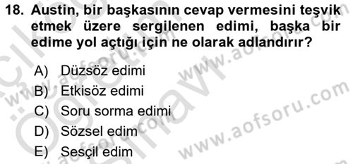 Çağdaş Felsefe 1 Dersi 2020 - 2021 Yılı Yaz Okulu Sınav Soruları 18. Soru