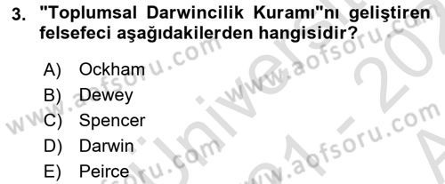 Çağdaş Felsefe 1 Dersi 2021 - 2022 Yılı (Vize) Ara Sınav Soruları 3. Soru