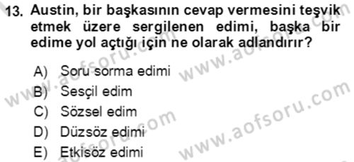 Çağdaş Felsefe 1 Dersi 2023 - 2024 Yılı (Final) Dönem Sonu Sınav Soruları 13. Soru