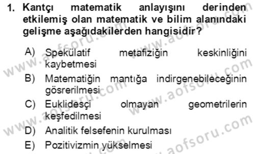 Çağdaş Felsefe 1 Dersi 2024 - 2025 Yılı (Final) Dönem Sonu Sınav Soruları 1. Soru