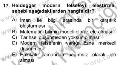 Çağdaş Felsefe 2 Dersi 2012 - 2013 Yılı (Vize) Ara Sınav Soruları 17. Soru