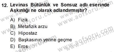 Çağdaş Felsefe 2 Dersi 2013 - 2014 Yılı (Final) Dönem Sonu Sınav Soruları 12. Soru