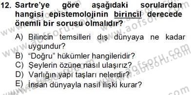 Çağdaş Felsefe 2 Dersi 2013 - 2014 Yılı Tek Ders Sınav Soruları 12. Soru