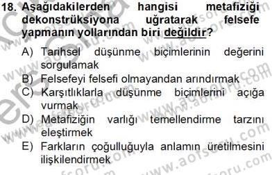 Çağdaş Felsefe 2 Dersi 2013 - 2014 Yılı Tek Ders Sınav Soruları 18. Soru