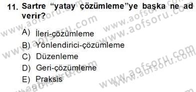 Çağdaş Felsefe 2 Dersi 2014 - 2015 Yılı (Final) Dönem Sonu Sınav Soruları 11. Soru