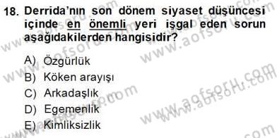 Çağdaş Felsefe 2 Dersi 2014 - 2015 Yılı (Final) Dönem Sonu Sınav Soruları 18. Soru