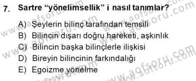 Çağdaş Felsefe 2 Dersi 2014 - 2015 Yılı (Final) Dönem Sonu Sınav Soruları 7. Soru