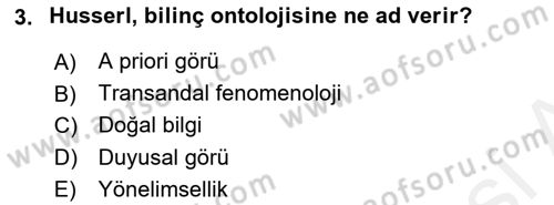 Çağdaş Felsefe 2 Dersi 2015 - 2016 Yılı (Vize) Ara Sınav Soruları 3. Soru