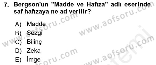Çağdaş Felsefe 2 Dersi 2015 - 2016 Yılı (Vize) Ara Sınav Soruları 7. Soru