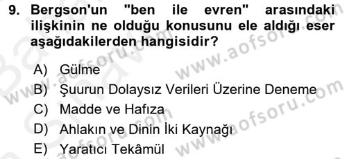 Çağdaş Felsefe 2 Dersi 2015 - 2016 Yılı (Vize) Ara Sınav Soruları 9. Soru