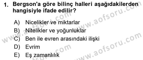 Çağdaş Felsefe 2 Dersi 2016 - 2017 Yılı (Vize) Ara Sınav Soruları 1. Soru