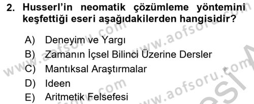 Çağdaş Felsefe 2 Dersi 2016 - 2017 Yılı (Vize) Ara Sınav Soruları 2. Soru