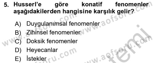 Çağdaş Felsefe 2 Dersi 2016 - 2017 Yılı (Vize) Ara Sınav Soruları 5. Soru