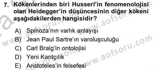 Çağdaş Felsefe 2 Dersi 2016 - 2017 Yılı (Vize) Ara Sınav Soruları 7. Soru