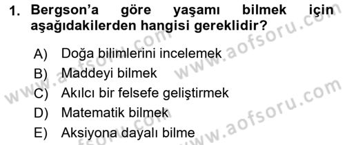 Çağdaş Felsefe 2 Dersi 2017 - 2018 Yılı (Vize) Ara Sınav Soruları 1. Soru
