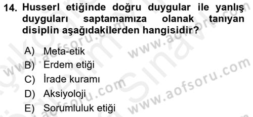 Çağdaş Felsefe 2 Dersi 2017 - 2018 Yılı (Vize) Ara Sınav Soruları 14. Soru