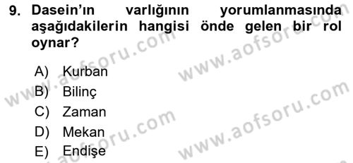 Çağdaş Felsefe 2 Dersi 2017 - 2018 Yılı (Vize) Ara Sınav Soruları 9. Soru