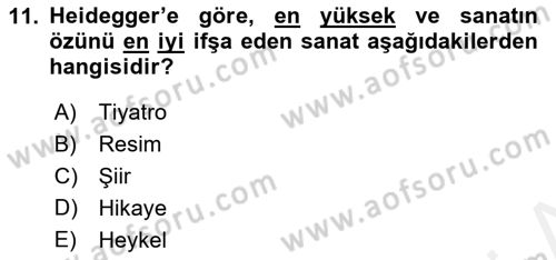 Çağdaş Felsefe 2 Dersi 2018 - 2019 Yılı (Vize) Ara Sınav Soruları 11. Soru