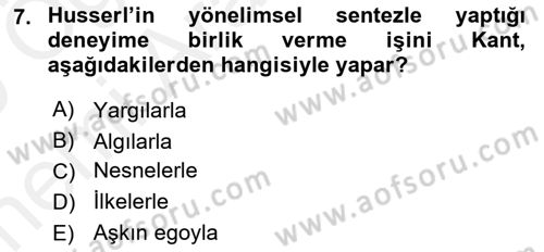 Çağdaş Felsefe 2 Dersi 2018 - 2019 Yılı (Vize) Ara Sınav Soruları 7. Soru
