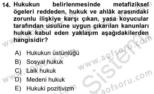 Çağdaş Felsefe 2 Dersi 2021 - 2022 Yılı (Final) Dönem Sonu Sınav Soruları 14. Soru