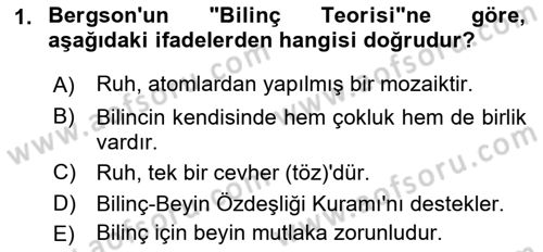 Çağdaş Felsefe 2 Dersi 2021 - 2022 Yılı Yaz Okulu Sınav Soruları 1. Soru