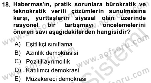 Çağdaş Felsefe 2 Dersi 2021 - 2022 Yılı Yaz Okulu Sınav Soruları 18. Soru
