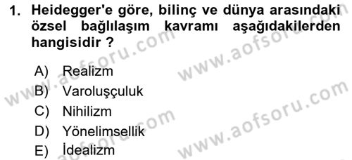 Çağdaş Felsefe 2 Dersi 2022 - 2023 Yılı Yaz Okulu Sınav Soruları 1. Soru