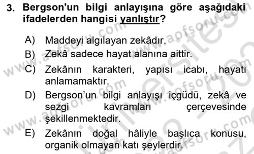 Çağdaş Felsefe 2 Dersi 2022 - 2023 Yılı Yaz Okulu Sınav Soruları 3. Soru