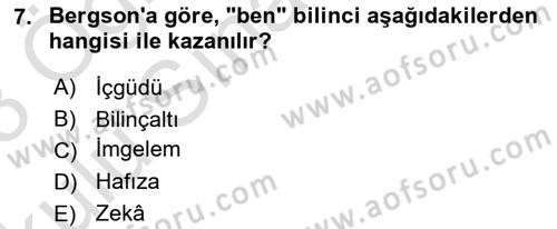 Çağdaş Felsefe 2 Dersi 2022 - 2023 Yılı Yaz Okulu Sınav Soruları 7. Soru